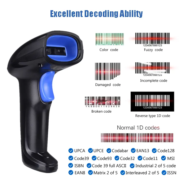 YHDAA Factory Supply 1D 2D QR Code Scanner Wireless Barcode Scanners For Mobile Payment