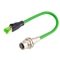 موصل إيثرنت M12 إلى M12 مقاوم للماء، كابل شبكة M12 إلى RJ45 Cat5، موصل ذكر 4 سنون بزاوية مستقيمة أو قائمة بزاوية قائمة، 1 متر 5 متر 10 متر