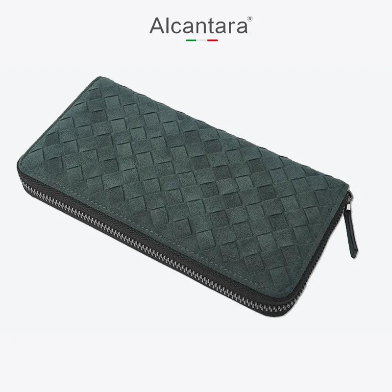 Luxury Brand Italian alcantara wallet RFID Blocking Long Purse for Men Multi Function Zip Clutch alcantara leather wallet