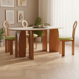 Ensemble de <span class=keywords><strong>table</strong></span> à manger ronde en bois massif haut de gamme pour <span class=keywords><strong>6</strong></span> <span class=keywords><strong>personnes</strong></span>, <span class=keywords><strong>table</strong></span> de <span class=keywords><strong>cuisine</strong></span> minimaliste au design contemporain - Product Image 1