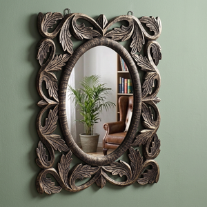 Miroir mural rustique style ferme avec cadre en bois de manguier, miroir décoratif en bois pour salle de bain, coiffeuse, chambre et décoration murale - Product Image 2