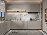 OEM Luxus Modulare Küchenschränke Glas/Acryl Kunstgranit-Arbeitsplatte Anpassbare Größe Farbe-B2B für Bauunternehmer