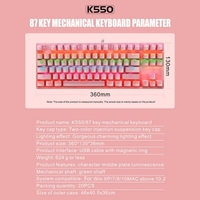 Keyboard Mekanik Berkabel LEAVEN K550 87 Tombol Shaft Gaming Athletic Office Notebook Punk