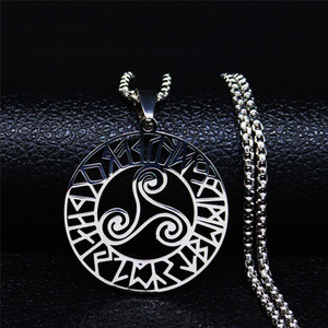 Collar hombres <span class=keywords><strong>Triskele</strong></span> Triple espiral símbolo oculto pagano talismán amuleto Acero inoxidable brujería joyería - Product Image 1