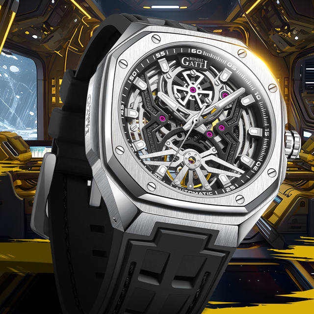 Bonest Gatti Automatic Mechanical Watch Brand Luxury Chronograph 316L Stainless Steel Sport Waterproof Mechanical Watch BG5802