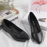 Escarpins à bout pointu pour femme, collection Printemps 2026, à talon compensé bas, en cuir véritable souple, chaussures de bureau pour hôtesse de l'air