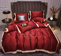 Parure de lit en soie, ensemble de 4 pièces, excellente vente en gros, housse de couette, drap, grande taille