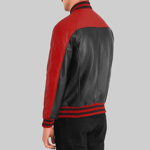 Chaquetas Varsity para Hombre de Alta Calidad, con Cuello Alto de Piel de Oveja Real, 100% Cuero, Precios al por Mayor Personalizados - Product Image 4