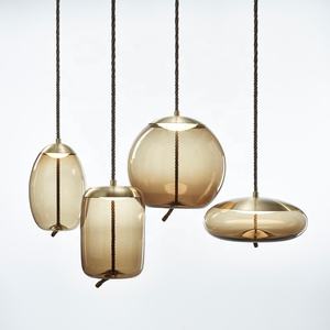 <span class=keywords><strong>Lampadario</strong></span> Nordico in Vetro <span class=keywords><strong>con</strong></span> Corda, Moderna Sfera di Vetro <span class=keywords><strong>con</strong></span> Decorazione a Corda per Soggiorno - Product Image 2