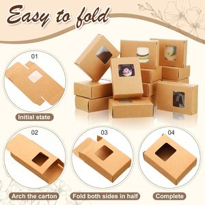Scatole per sapone marrone con finestra, mini contenitori in carta kraft per sapone fatto in casa, confezioni regalo per lavoretti artigianali - Product Image 4