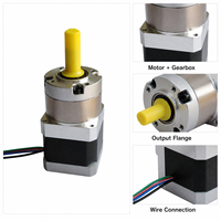 Moteur pas à pas DKC Nema 17 avec boîte de vitesses planétaire, série 42, 1,8 degré, hybride 2 phases, CC 24V, couple 0,55 N.m, rapport de réduction 3:1/4:1