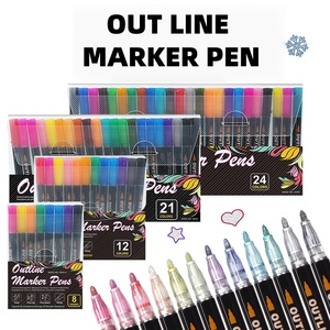 Penne a doppio colore per bambini, <span class=keywords><strong>pennarelli</strong></span> ad asciugatura rapida da te colorati e audaci per penne a mano, Set di penne a <span class=keywords><strong>doppia</strong></span> <span class=keywords><strong>linea</strong></span> in plastica - Product Image 2