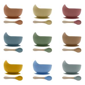 <span class=keywords><strong>Am</strong></span> azon ชามซิลิโคนสำหรับเด็ก100% ปราศจากสาร BPA ชามอาหารสำหรับเด็กช้อนด้ามไม้ - Product Image 5