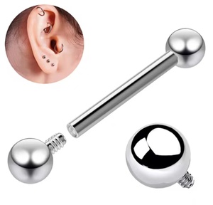 <span class=keywords><strong>Piercing</strong></span> d'oreille en titane ASTM F136, tendance, à filetage interne, avec boule, pour cartilage, pont d'oreille, tige droite, clou d'oreille, bijou unisexe, cadeau - Product Image 6