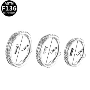 Anneau de nez en titane F136 en acier inoxydable, forme géométrique cœur, incrustation de zircone, bijou de piercing pour cadeau - Product Image 3