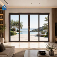 Porte coulissante à double vitrage en aluminium à isolation thermique, pare-vent, pour patio extérieur, mur en verre coulissant, portes résidentielles