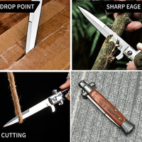 Couteau de poche tactique pliant OK-4023 Italian Mafia Godfather Akc Jackknife 9,9 pouces avec manche en bois, lame simple, Coltello Tascabile