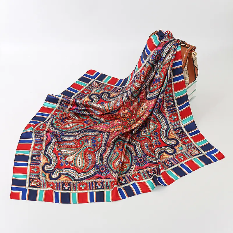 Manufacture Wholesale Custom Design Silk Scarves Stoles Ladies Silk Chiffon Hijabs Luxury Designer Brand Printed Silk Scarf