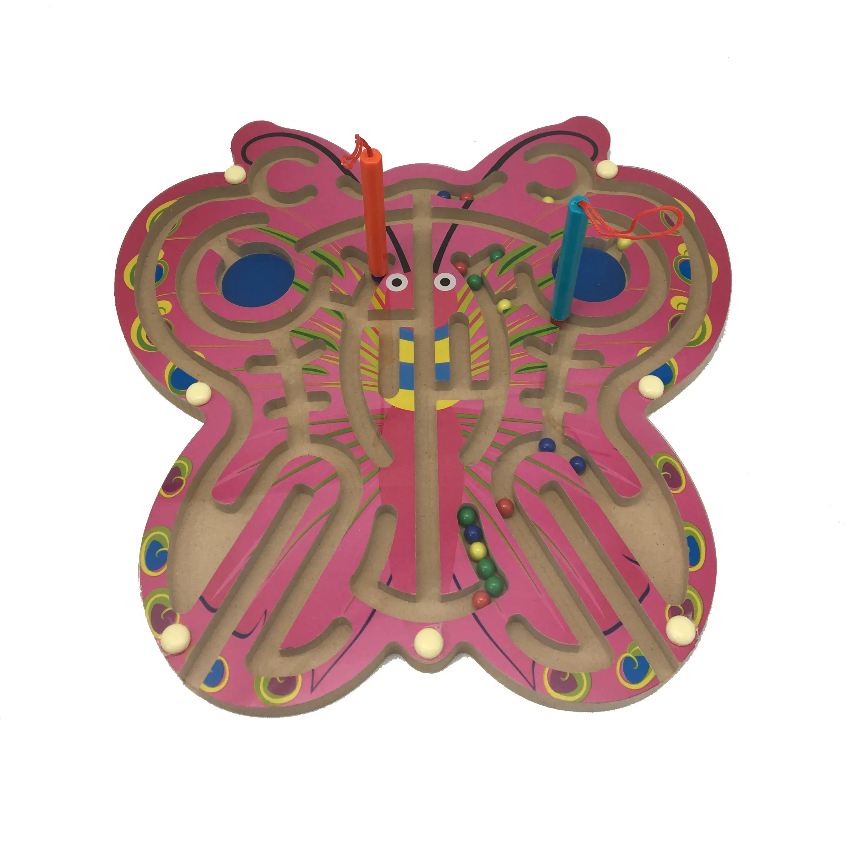 C04015- C04020 magnet Butterfly Labyrinth STEM Activity Puzzle Preschool Animals Wooden Magnetic Wand Maze Toys for Toddlers