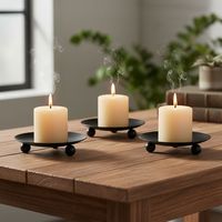 Ensemble de 2 supports à bougies en métal, porte-bougies noirs pour bougies piliers