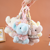 En gros, Peluche éléphant kawaii miniature, animal en peluche moelleux, pendentif, accessoire de cordon tressé à la main, cadeau d'anniversaire pour filles