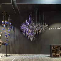 Lustre en verre soufflé Raindrop personnalisé, luminaire suspendu moderne de luxe, éclairage pour hall d'hôtel