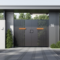 Puerta de Patio Exterior Moderna y Duradera de Aleación de Aluminio, Estilo Automático de Apertura Abatible para Villa o Casa de Campo, Fácil Instalación, Diseño 3D