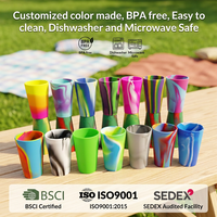 Gobelets en silicone sans BPA de 16 oz, incassables, écologiques, réutilisables, pour café, vin, bière, colorés