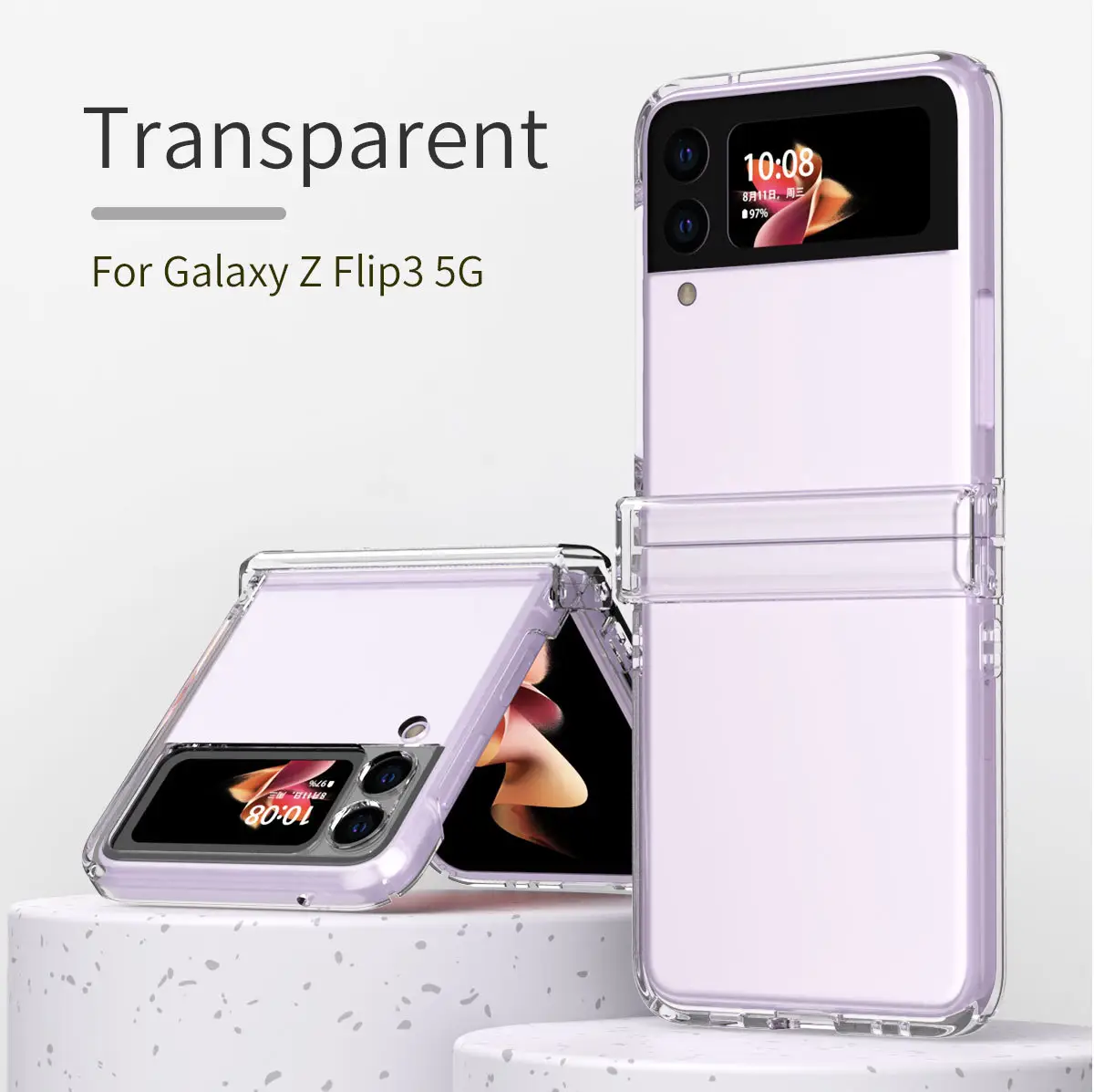 Korea Populaire Voor Samsung Zflip3 Telefoon Case Flip Folding Screen Transparante Case Macaron 5G All-Inclusive