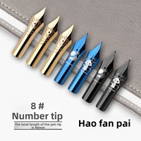 MAJOHN 8 #   Pluma estilográfica de 40 mm con punta súper grande, metálica, chapada en oro, azul y negra, con acabado brillante.