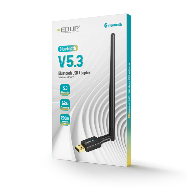 EDUP EP-B3552Plus 200 Meters USB Wifi Bluetooth 5.3 Adapter for PC 2 in 1 Supports Simultaneous Connections to Multiple Devices