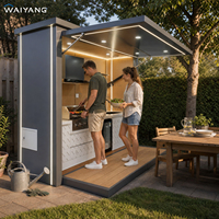 Dapur Luar Ruangan Tertutup dengan Kabinet Modular dan Grill, Kabinet Dapur Luar Ruangan untuk Halaman Belakang