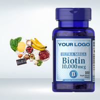 Capsules de biotine certifiées halal OEM personnalisées 10000mcg 500mg pour la croissance des cheveux, les soins de la peau et le renforcement des ongles chez l'adulte
