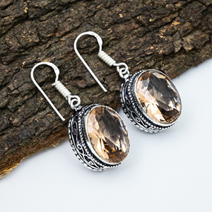 Pendiente de piedras preciosas de cuarzo Imperial, pendiente colgante para niñas, pendiente Vintage hecho a mano de alta calidad, joyería chapada en plata 925, MGLOT - Product Image 1