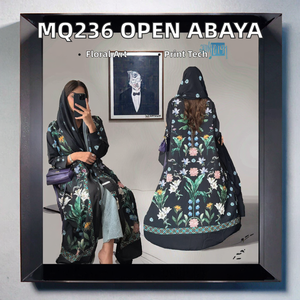 Abaya Modest MQ236, Vestido Musulmán para Mujer, Estampado Digital, Poliéster, Verano, Otoño, Boda, Ropa Islámica de Oriente Medio, Cárdigan - Product Image 2
