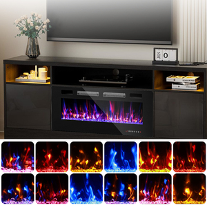 Cheminée <span class=keywords><strong>électrique</strong></span> décorative 3D intégrée de 72 pouces OEM/ODM, 12 couleurs de flammes, 750 W - Product Image 2