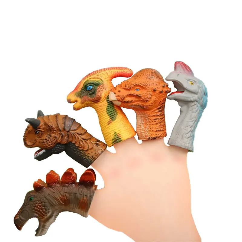 Fingerpuppen dinosaurier-Spielzeug baby lernspielzeug weiches Silikon-Vinyl-Rollenspielzeug