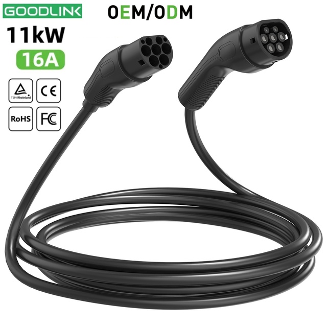 IP67 5m(Customizable) 11KW Three Phase 16A EV Charging Cable (Type2) to Charging Station for EU Electric Vehicles Charging