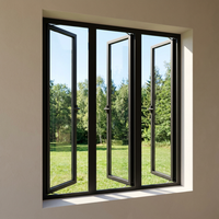 Ventanas Abatibles de Tres Paneles de Aleación de Aluminio, Vidrio Templado, Malla de Acero Inoxidable, Función Moderna a Prueba de Viento, Uso Doméstico, Energy Star