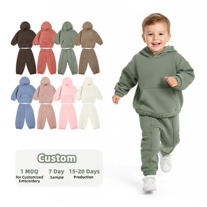 Sudaderas con Capucha para Niños de Alta Calidad con Etiqueta Personalizada del Fabricante, Conjuntos de Ropa para Niños Suaves, Conjuntos de Ropa para Niños de Color Sólido - Product Image 1
