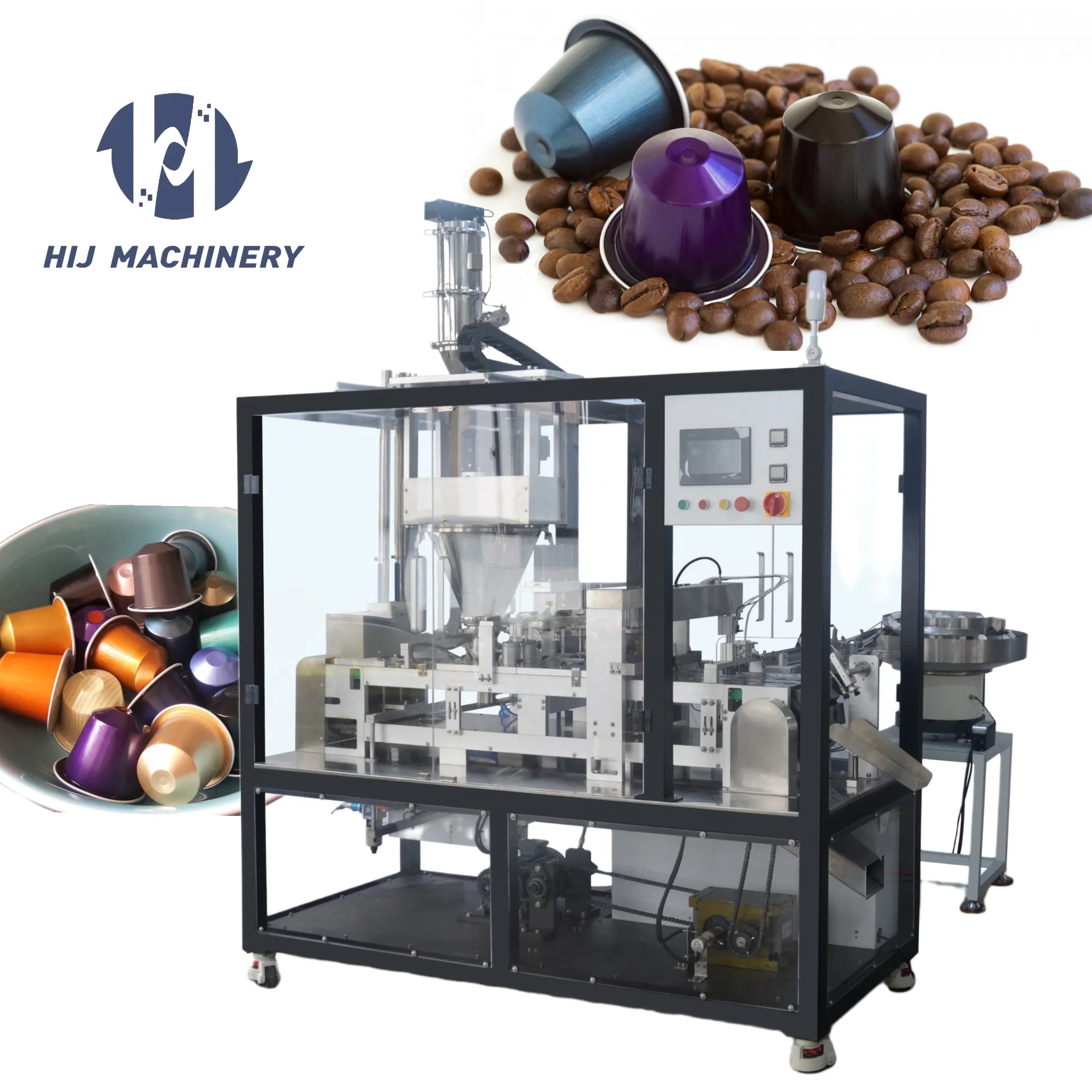 Kapsul kopi multifungsi otomatis mesin pengalengan, penyegelan, dan Capping Linear dua baris