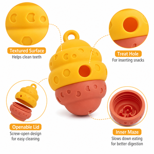 Giocattolo per Cani a Forma di Nido d'Ape in Silicone Alimentare, Dispenser di Crocchette Interattivo, Giocattolo <span class=keywords><strong>da</strong></span> Masticare per <span class=keywords><strong>Cuccioli</strong></span> in Fase di Dentizione - Product Image 4