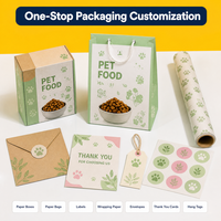 Sacs en papier personnalisés pour aliments pour animaux de compagnie, vente en gros, sacs d'emballage écologiques en kraft pour aliments pour chiens et chats avec poignées en corde, impression de logo