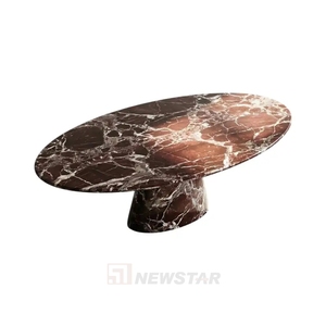 Modern High Quality Red Marble <b>Dining</b> <b>Table</b> Oval Natural Customizable Room Indoor Kitchen - Product Image 2