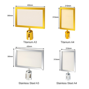 מתכת a4/a3 מחזיק סימן לעמוד עם חגורה retracable פוסט תפריט הליכה שלט חוצות פנים לוח מודעות חיצוני - Product Image 4