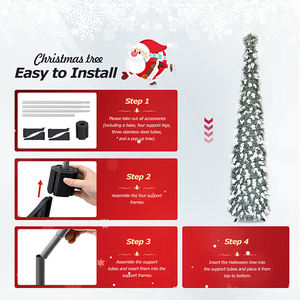 Sapin de Noël artificiel en guirlande argentée de 150 cm avec décoration bonhomme de neige, décoration de Noël mince et élancée pour la maison - Product Image 5