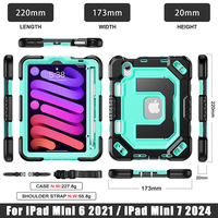 Étui de protection intégral antichoc en silicone pour iPad Mini 6/Mini A17 Pro 8,3 pouces avec bandoulière et grand support