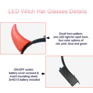 نيون جلو أحمر تضيء قرون الشيطان أدى عصابة رأس وامض قرن الشيطان الصغير هوبر للكبار زينات الحفلات والحفلات الموسيقية حزمة السائبة - Product Image 6
