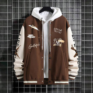 Chaqueta Bomber Personalizada con Cierre, Diseño Casual con Letras, Deportiva, de Invierno, de Lona, con Bordado Chenille, con Cremallera, para Hombre, de Poliéster/Algodón - Product Image 4