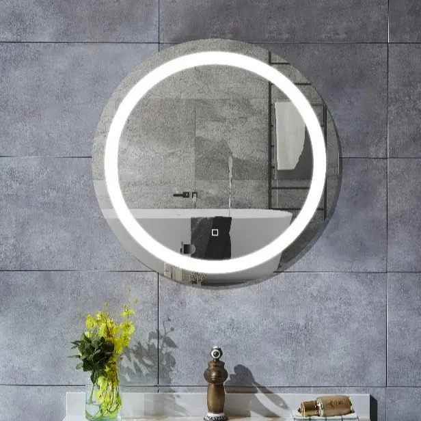 Entop Anti-fog Smart Mirror Batbathroom Sinksl Mountedvanity Sets Gray Ultra Clear Silver with Lights Modern Round 3 Years 50pcs